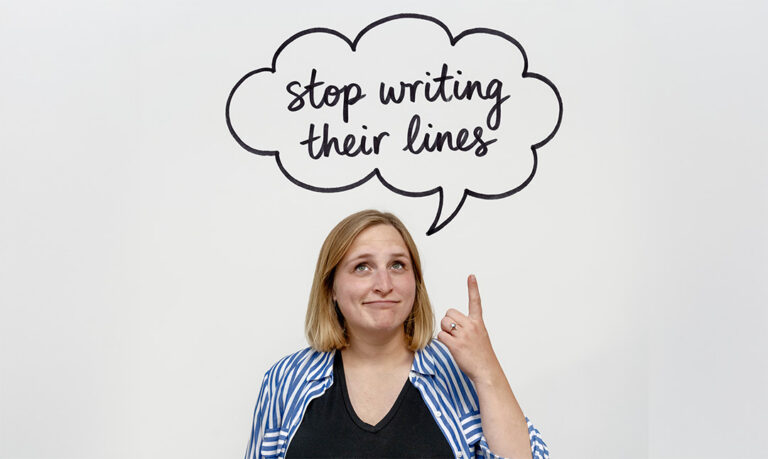 If the Grace Gavin "stop writing their lines" image is in this post, update the alt text to include the keyphrase: "Grace Gavin, Co-Founder of Know Honesty, demonstrating how to prepare for difficult conversations by letting go of mental scripts"